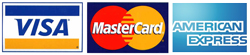 We accept Visa, Mastercard and American Express